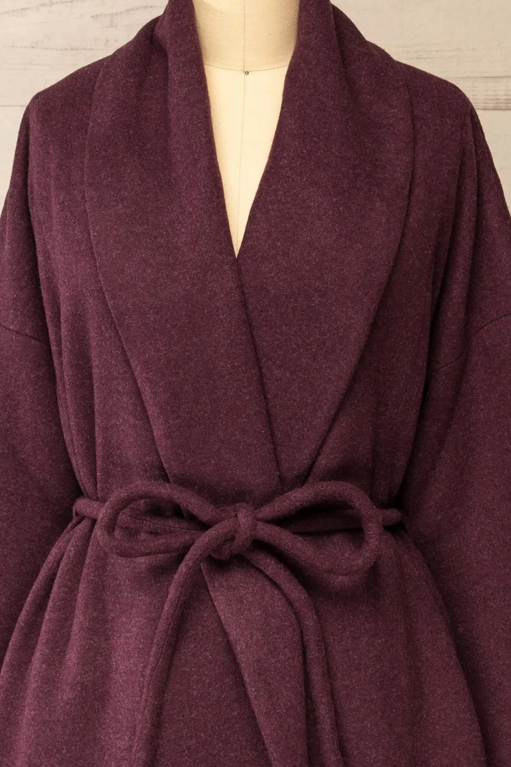 Padua Burgundy | Felt Coat w/ Belt