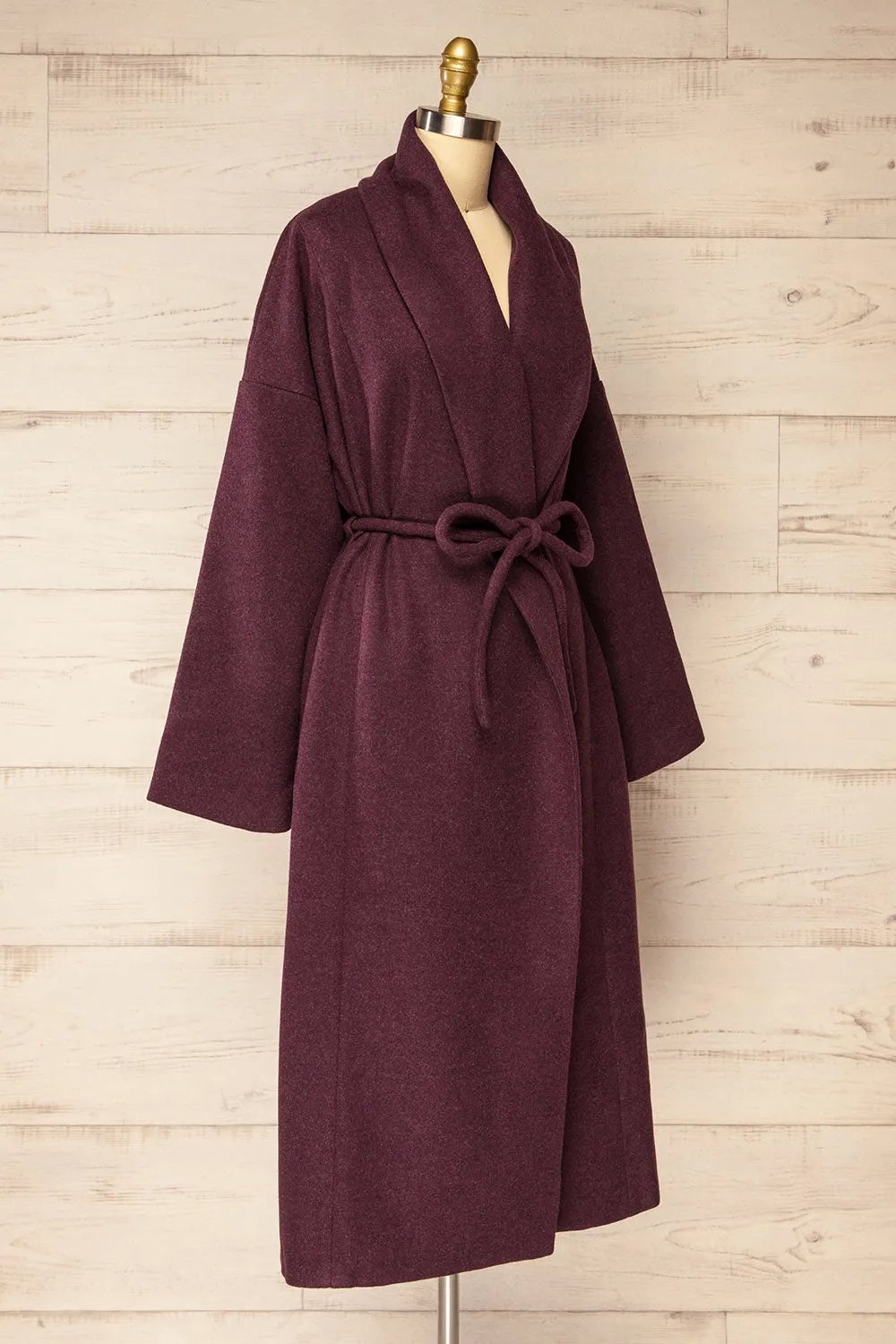Padua Burgundy | Felt Coat w/ Belt