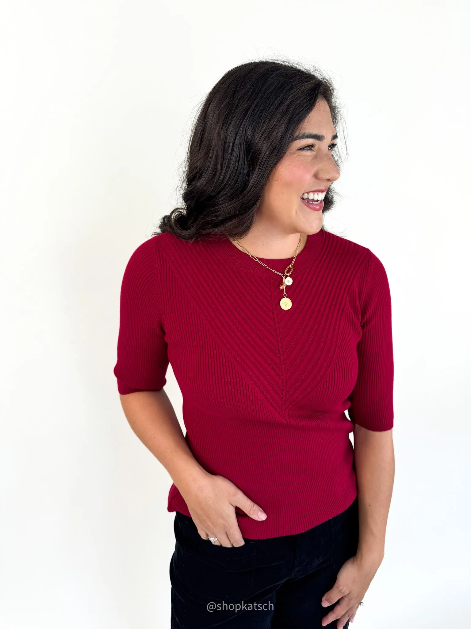 Paige Elbow Sleeve Crewneck Sweater