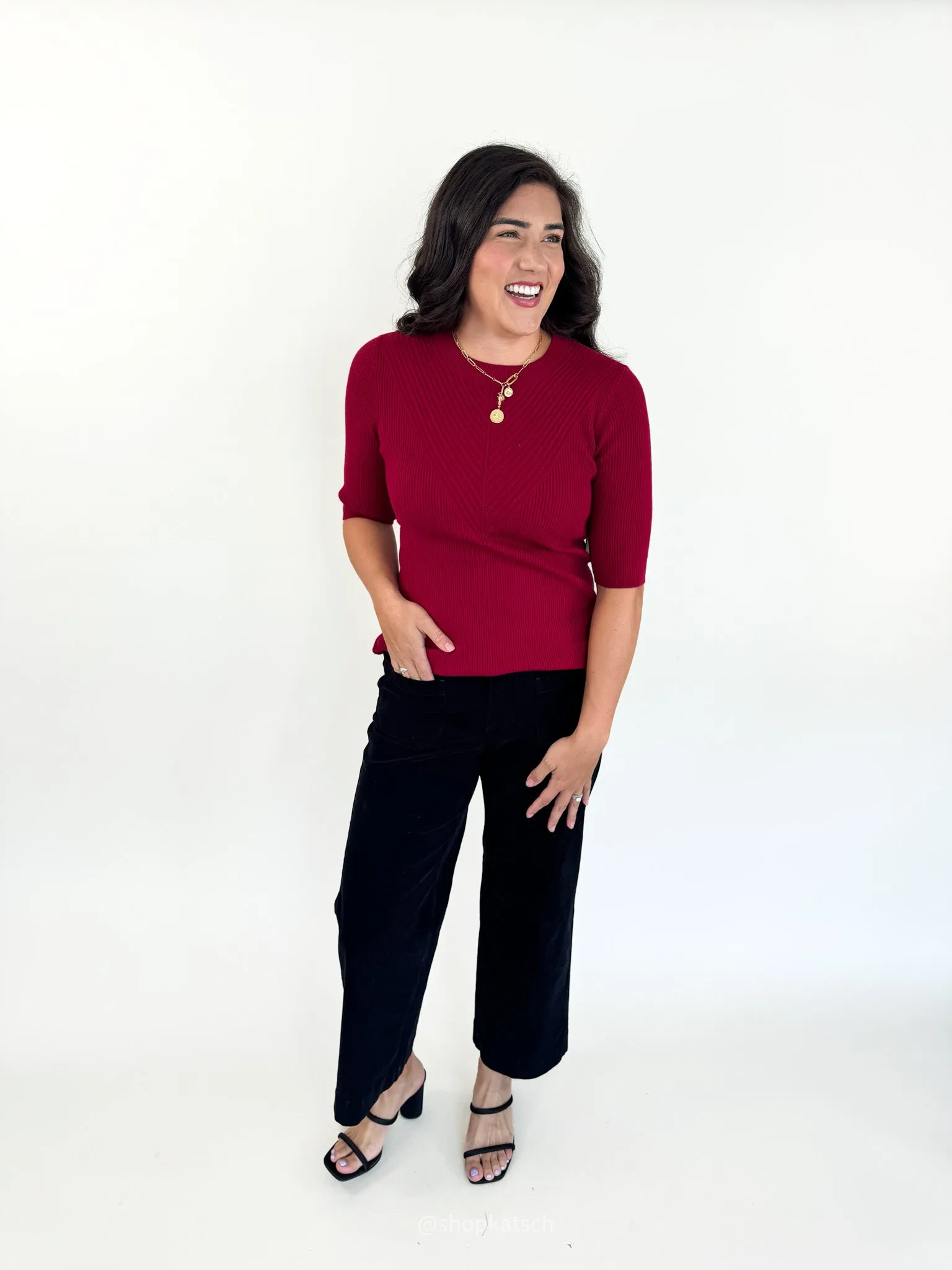 Paige Elbow Sleeve Crewneck Sweater
