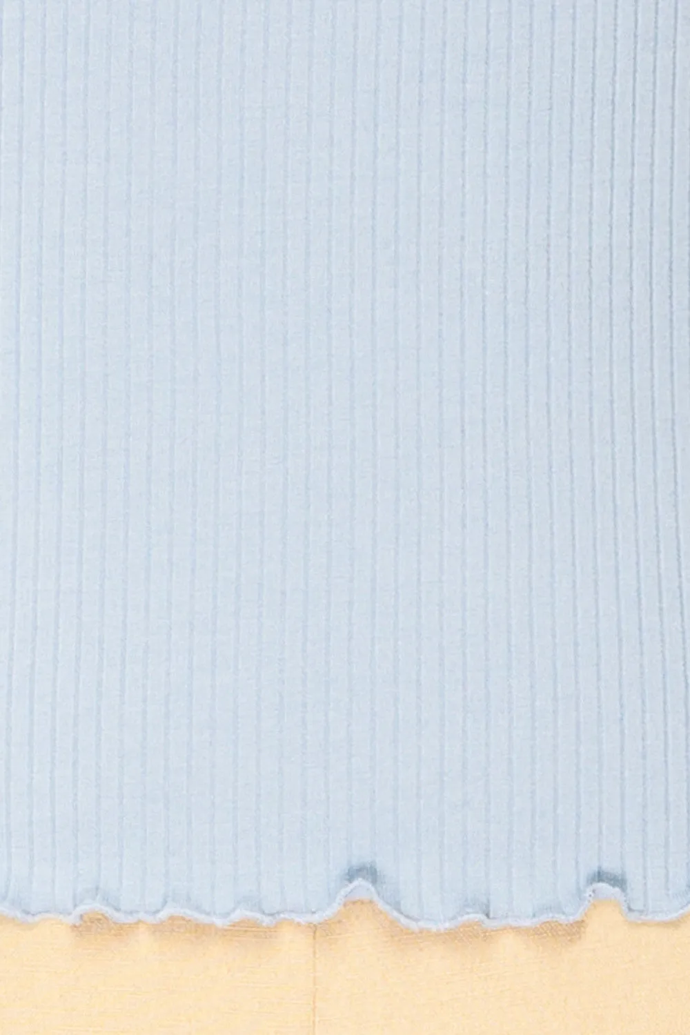 Palencia Blue | Ribbed Long Sleeve Top w/ Frills