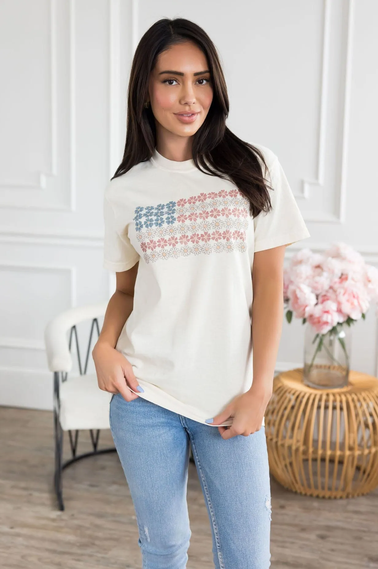 Patriotic Daisy Flag Tee