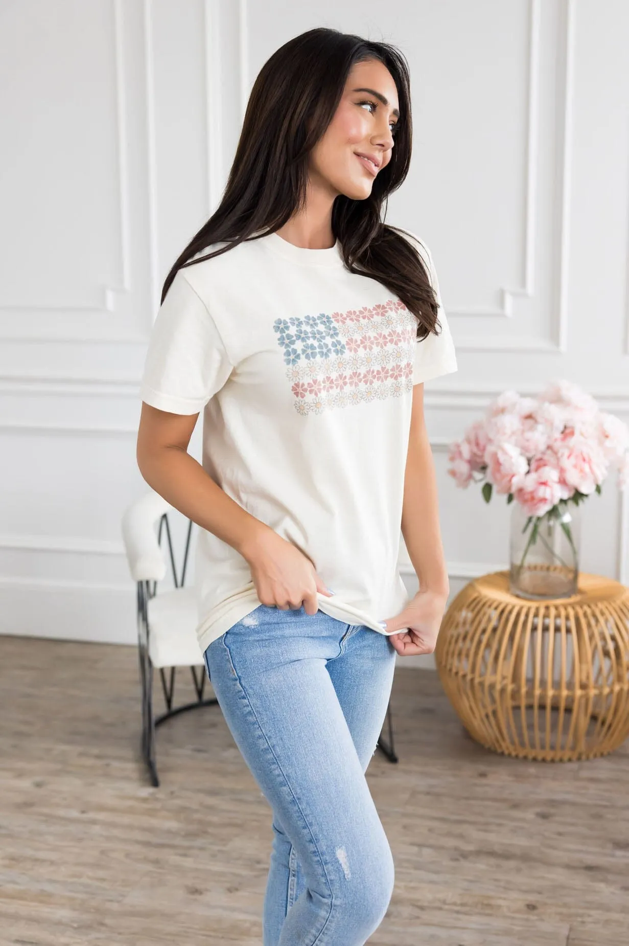 Patriotic Daisy Flag Tee