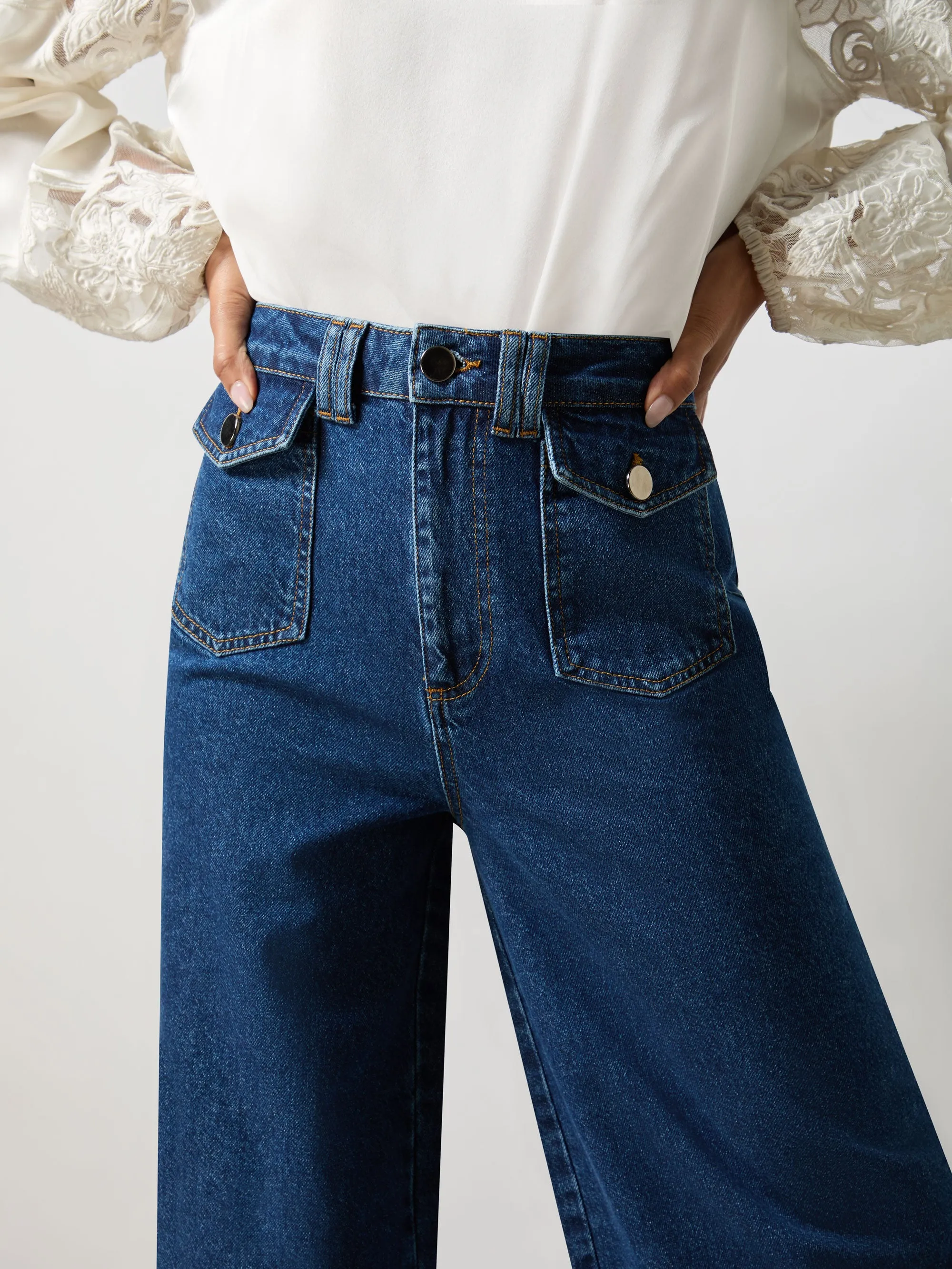 Petite Blue Wide Leg Jeans
