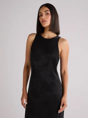 Petite Camilla Black Jacquard Racer Dress