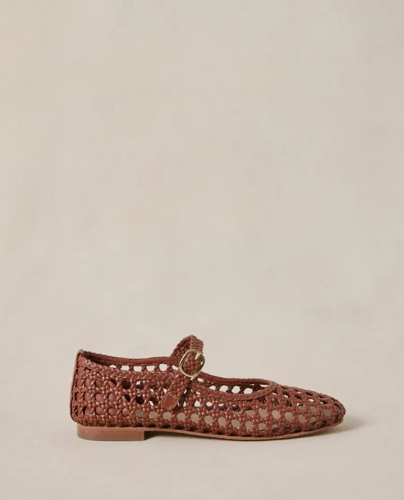 Petite Mendigote Claudette Camel Woven Ballet Pumps