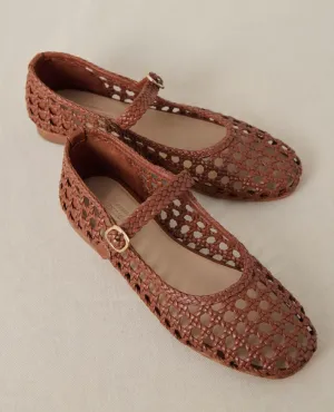 Petite Mendigote Claudette Camel Woven Ballet Pumps
