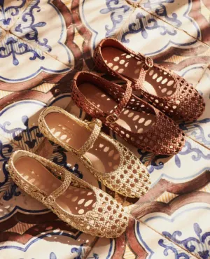 Petite Mendigote Claudette Cream Woven Ballet Pumps