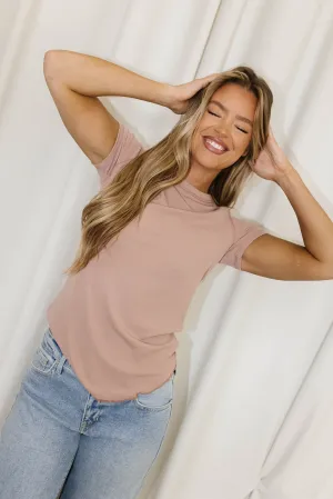 Phoenix Ribbed Knit Tee in Ginger