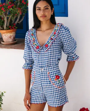 Pink City Prints Ava Picnic Gingham Linen Shorts