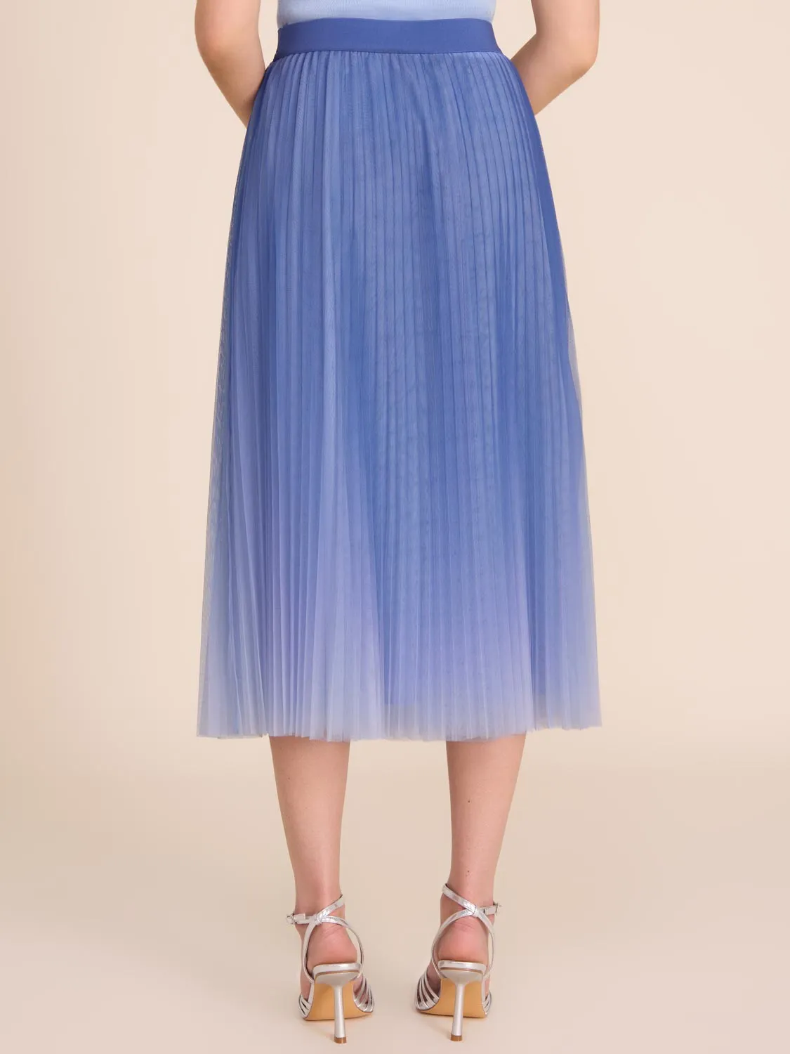 Pleated Mesh Midi Skirt