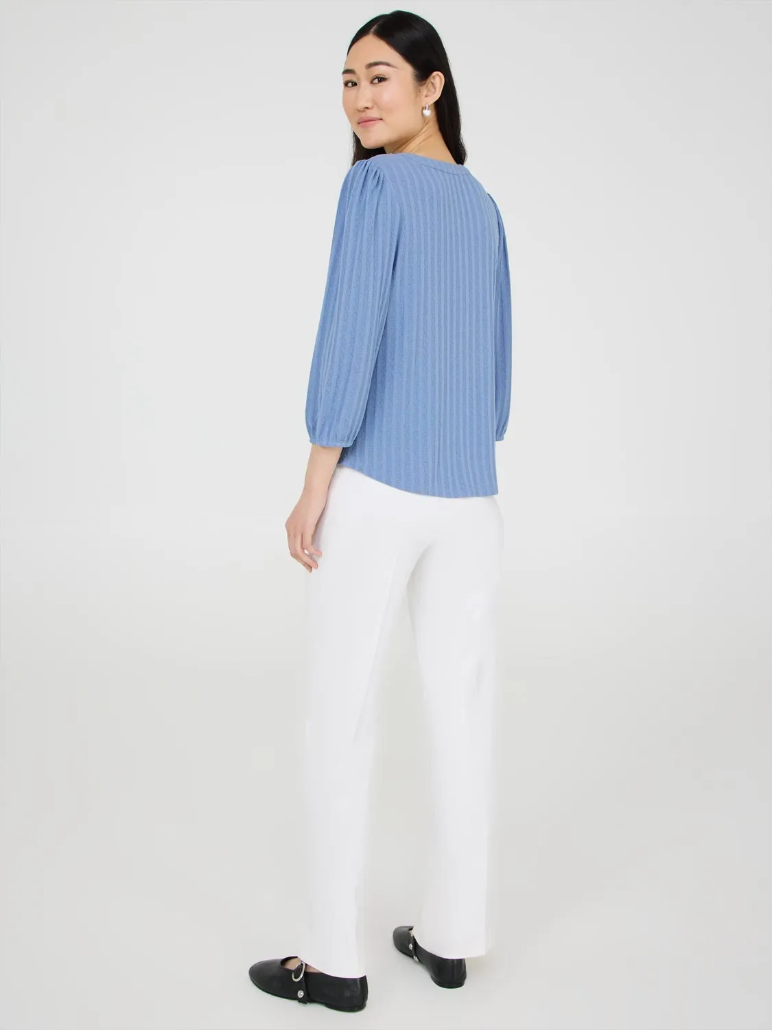 Pointelle V-Neck Top
