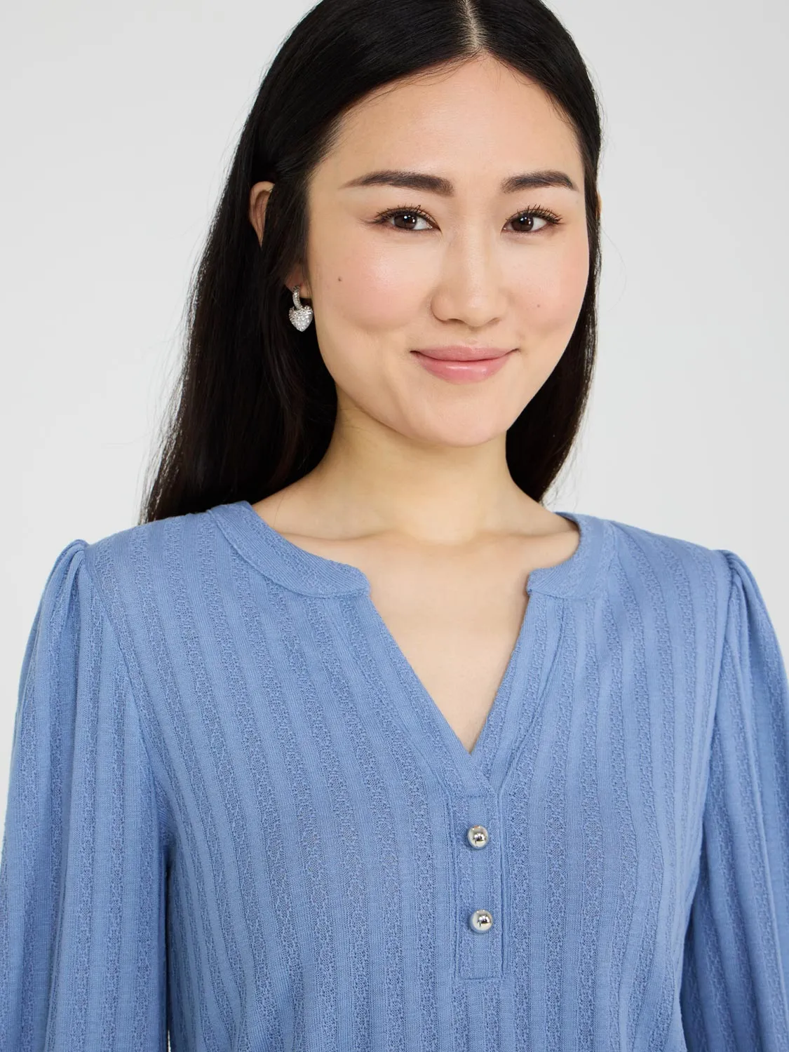 Pointelle V-Neck Top