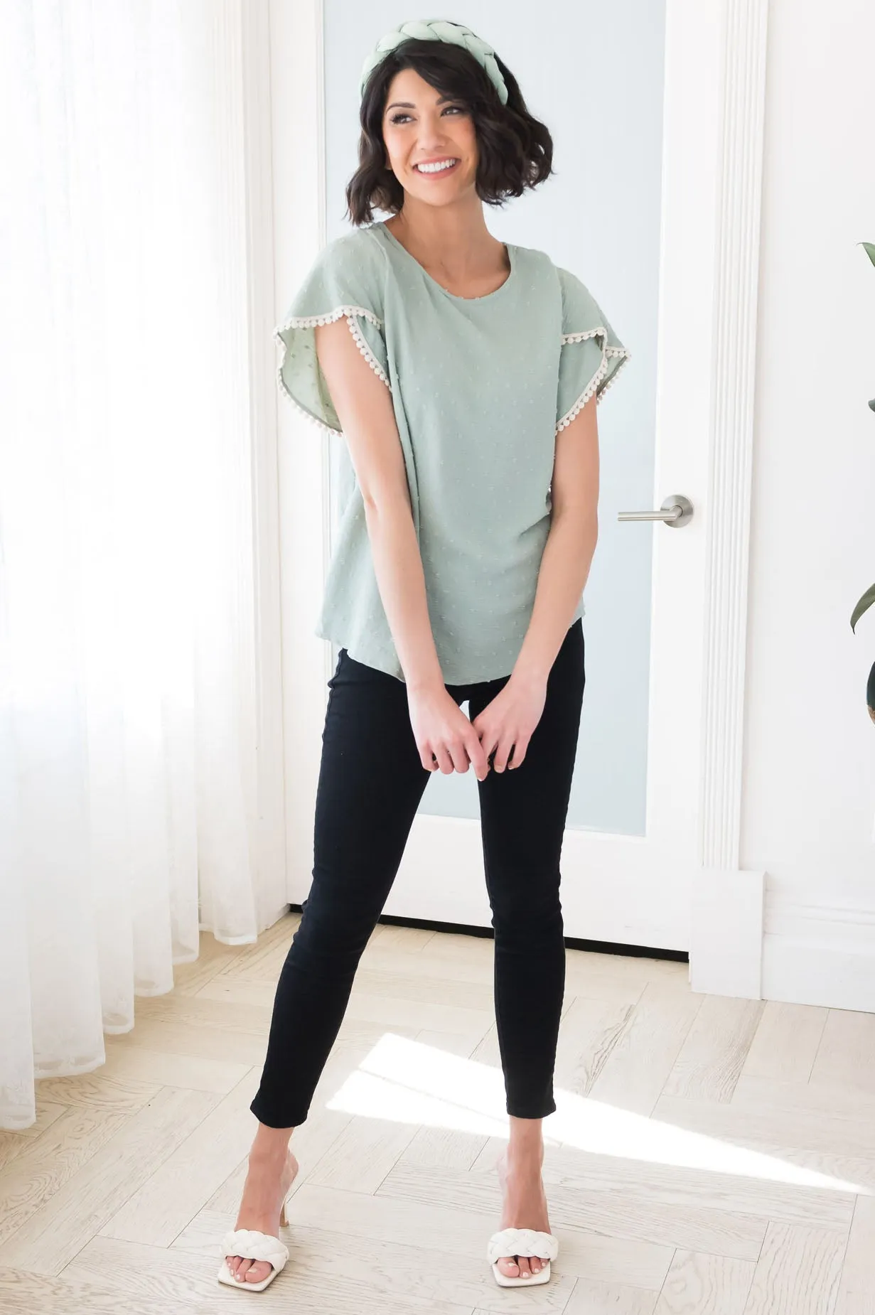 Pretty Pom Pom Modest Top