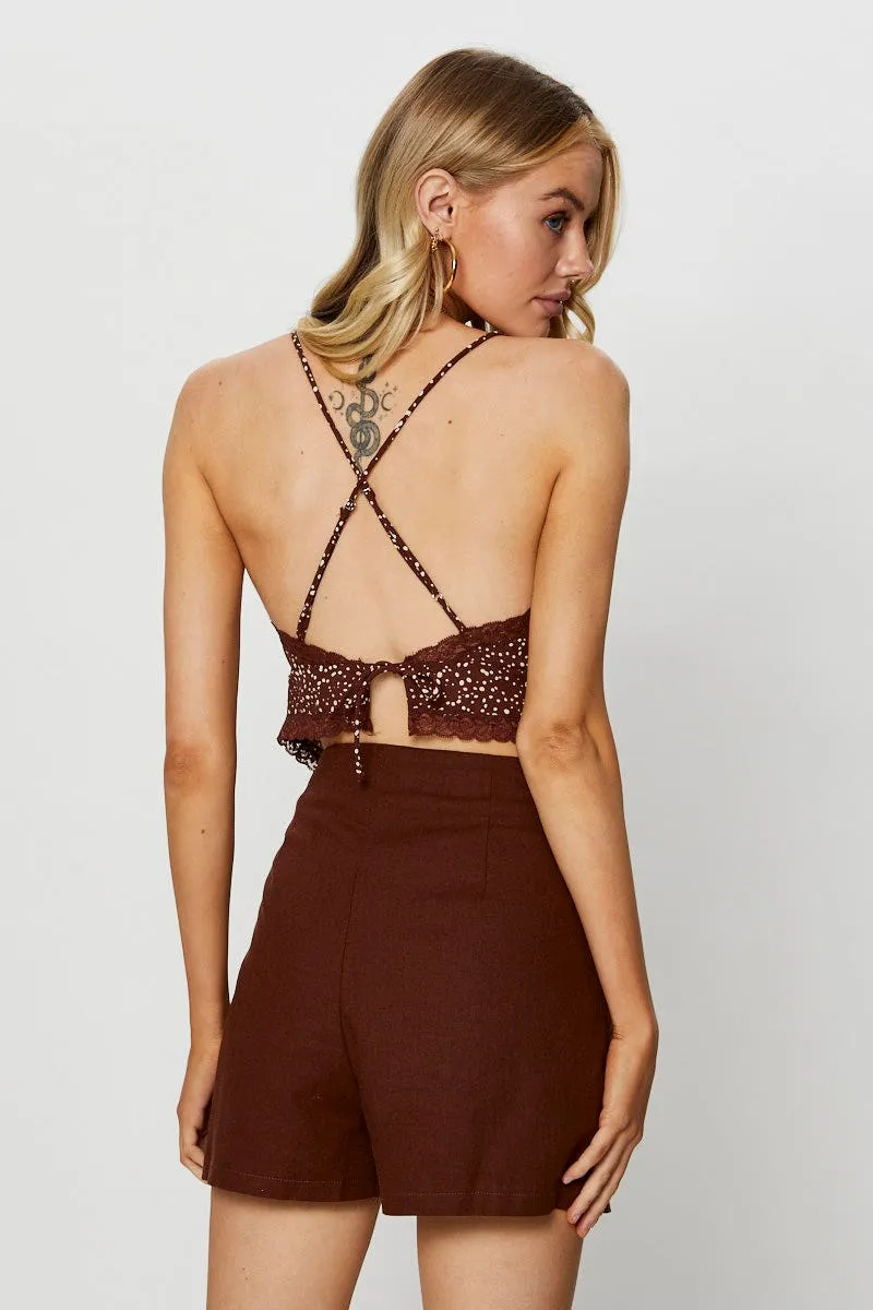 Print Singlet Top Sleeveless V-Neck