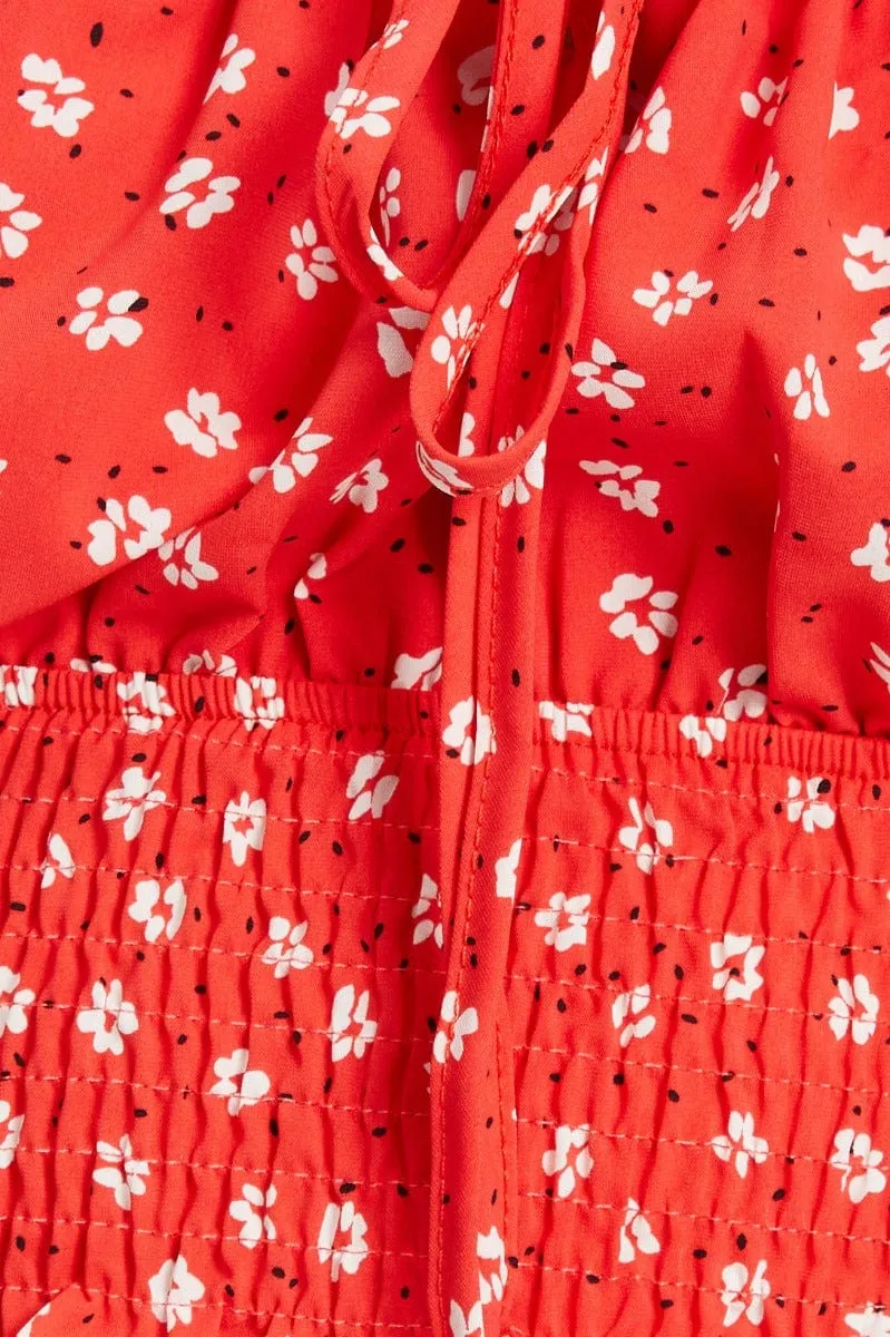 Print Waist Shirred Ruched Singlet Top
