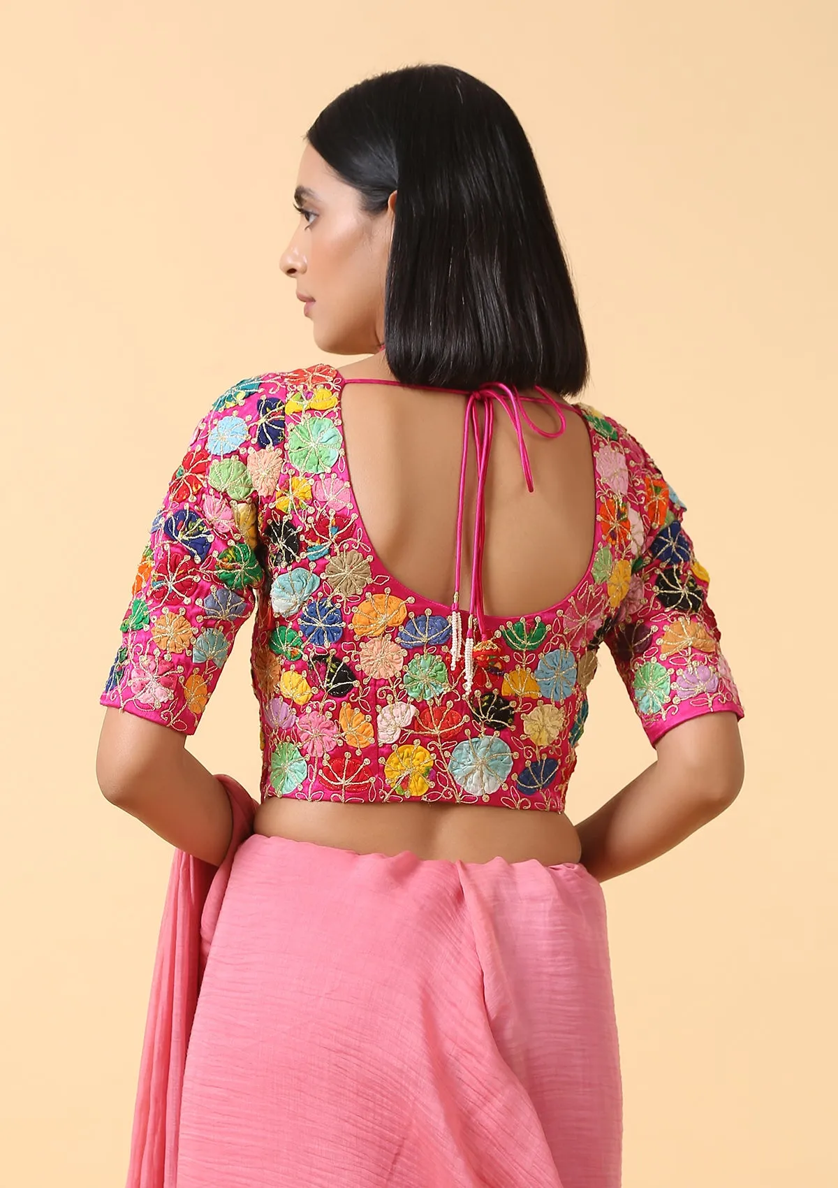 Raspberry Mashru Blouse