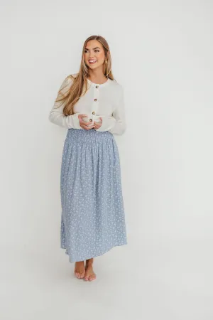 Rayne 100% Cotton Midi Skirt in Indigo