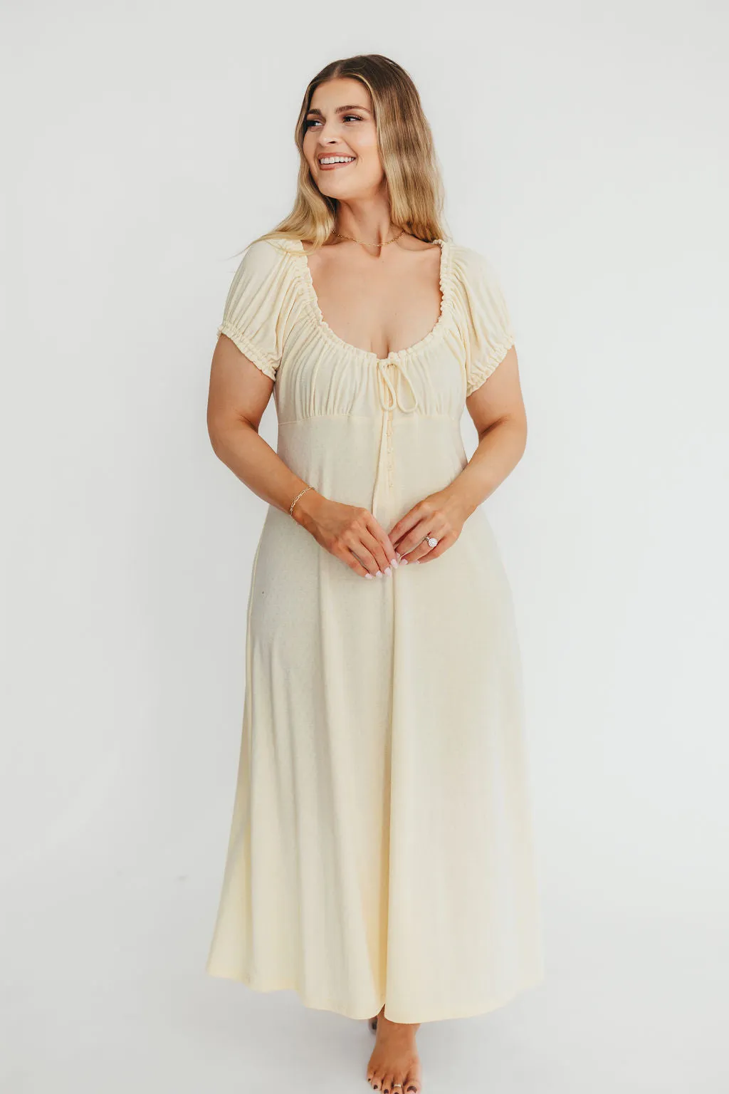 Remi Pointelle Maxi Dress in Custard - Bump & Nursing Friendly