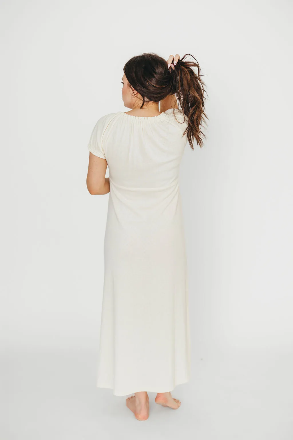 Remi Pointelle Maxi Dress in Custard - Bump & Nursing Friendly