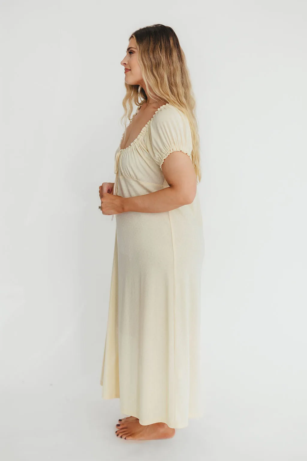 Remi Pointelle Maxi Dress in Custard - Bump & Nursing Friendly