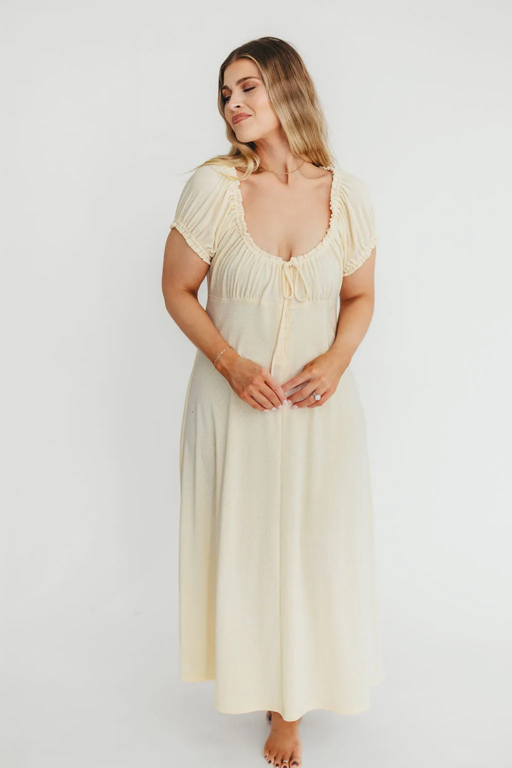 Remi Pointelle Maxi Dress in Custard - Bump & Nursing Friendly