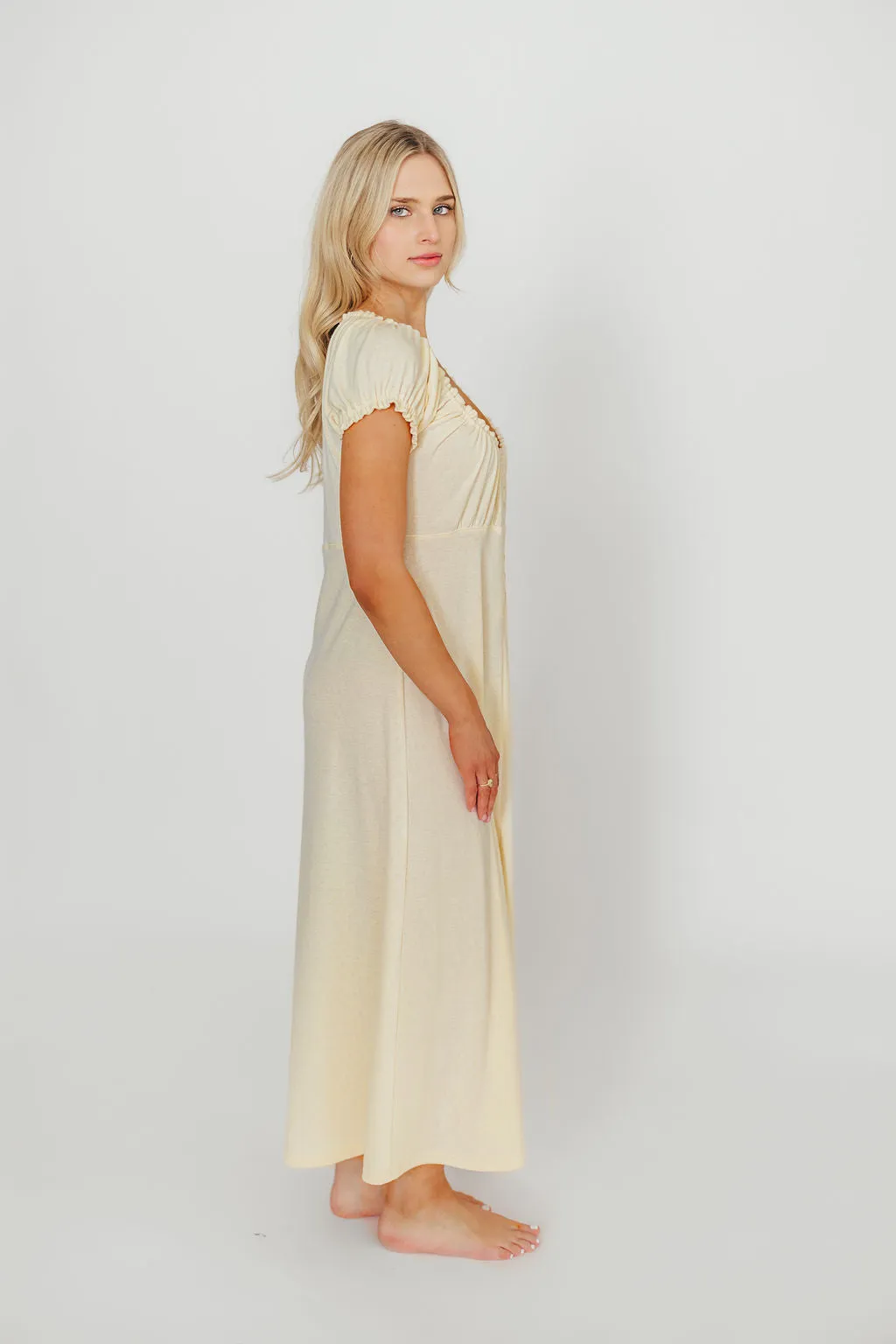 Remi Pointelle Maxi Dress in Custard - Bump & Nursing Friendly