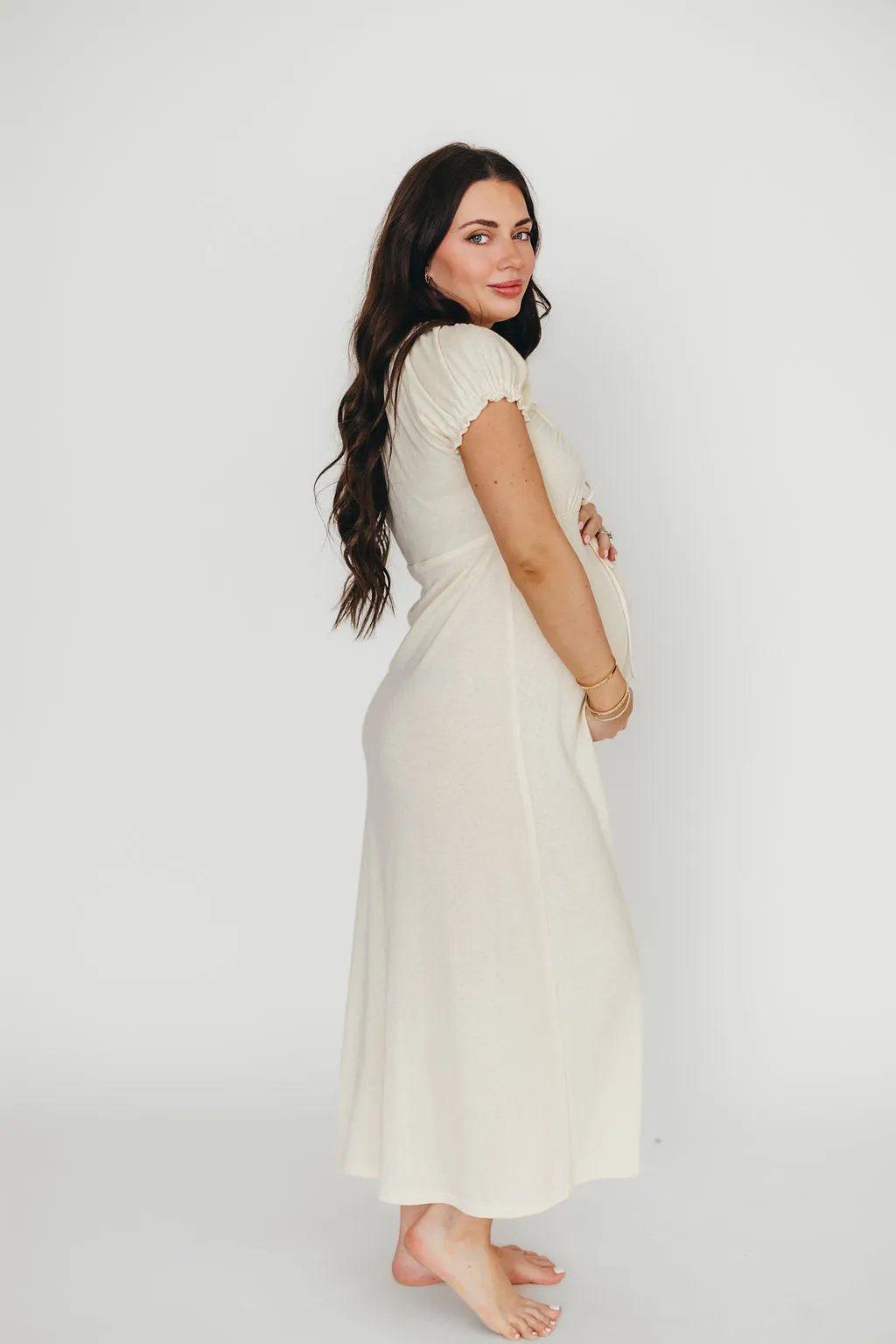 Remi Pointelle Maxi Dress in Custard - Bump & Nursing Friendly