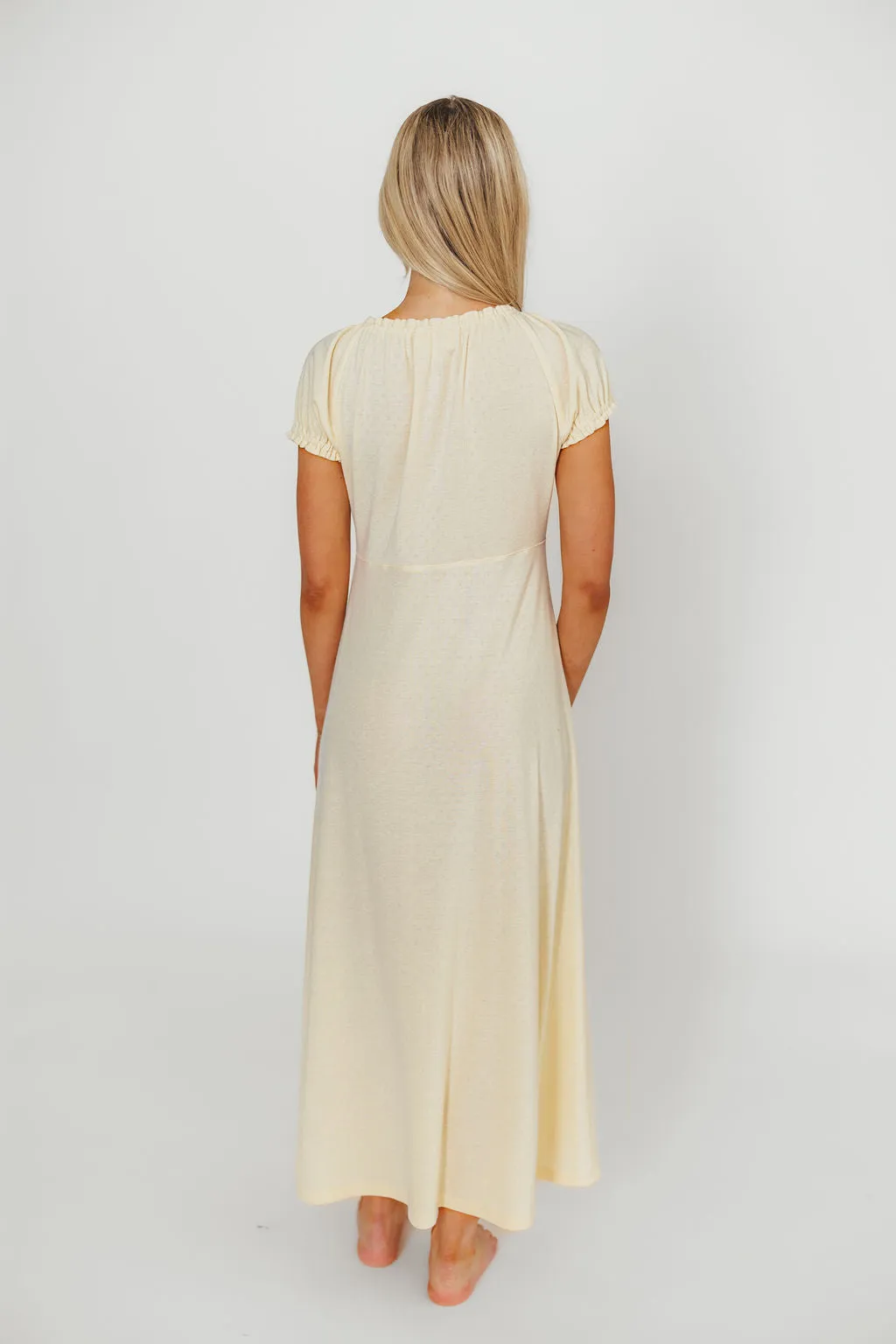 Remi Pointelle Maxi Dress in Custard - Bump & Nursing Friendly