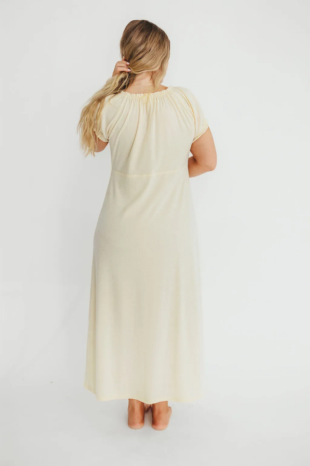 Remi Pointelle Maxi Dress in Custard - Bump & Nursing Friendly