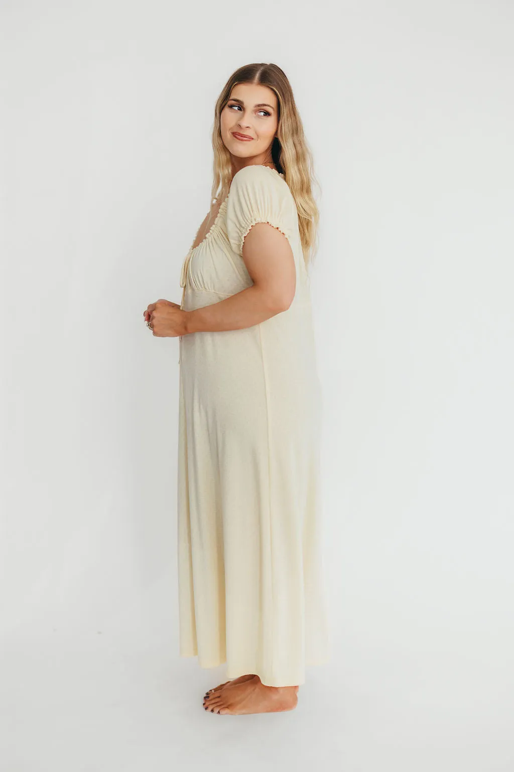 Remi Pointelle Maxi Dress in Custard - Bump & Nursing Friendly