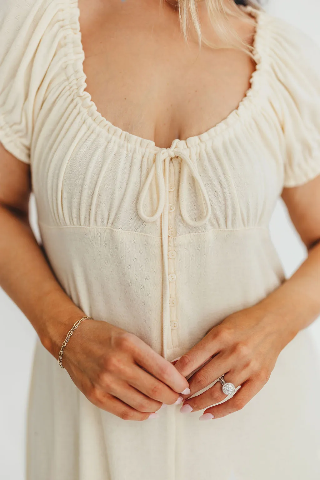 Remi Pointelle Maxi Dress in Custard - Bump & Nursing Friendly