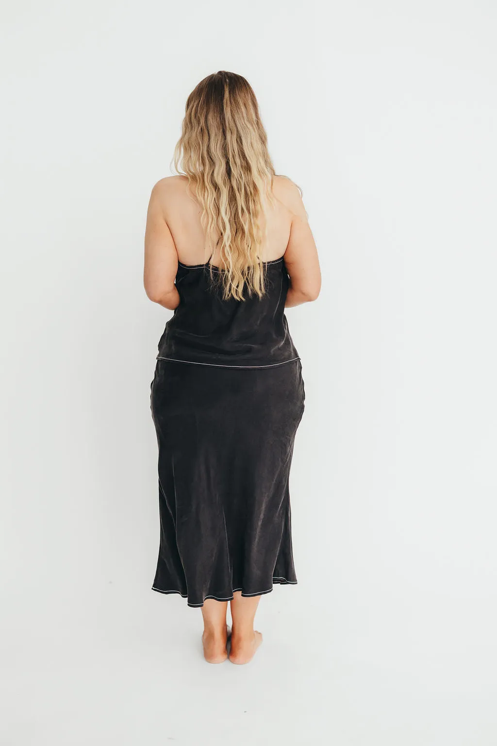 Romana Cami Top and Skirt Set in Black