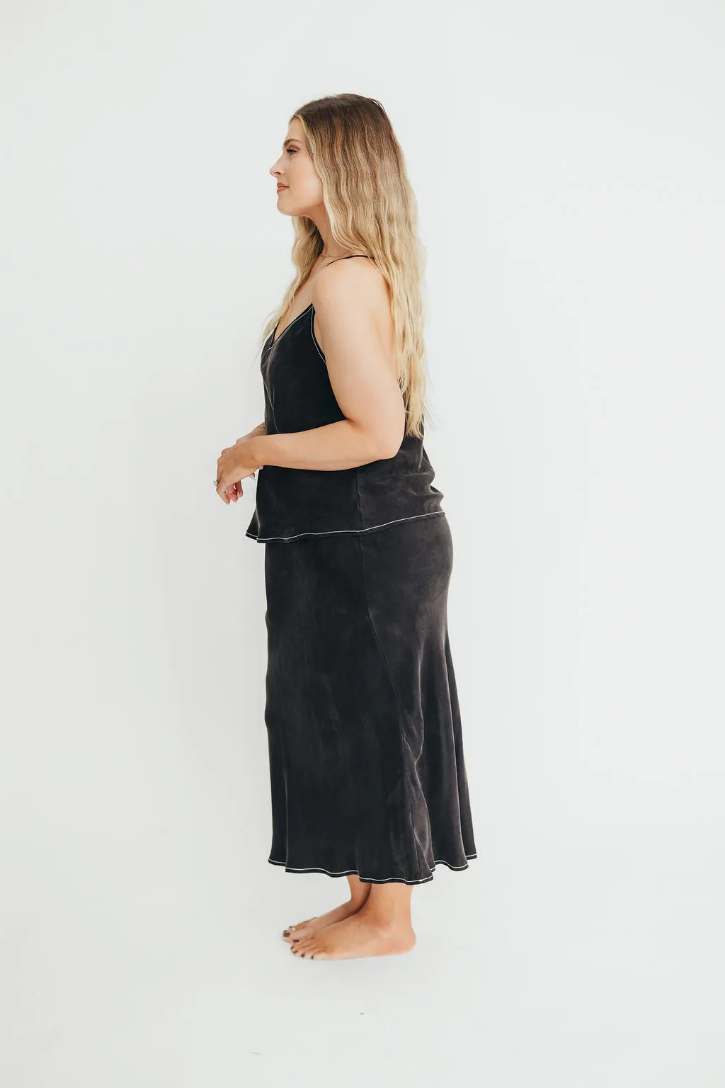 Romana Cami Top and Skirt Set in Black