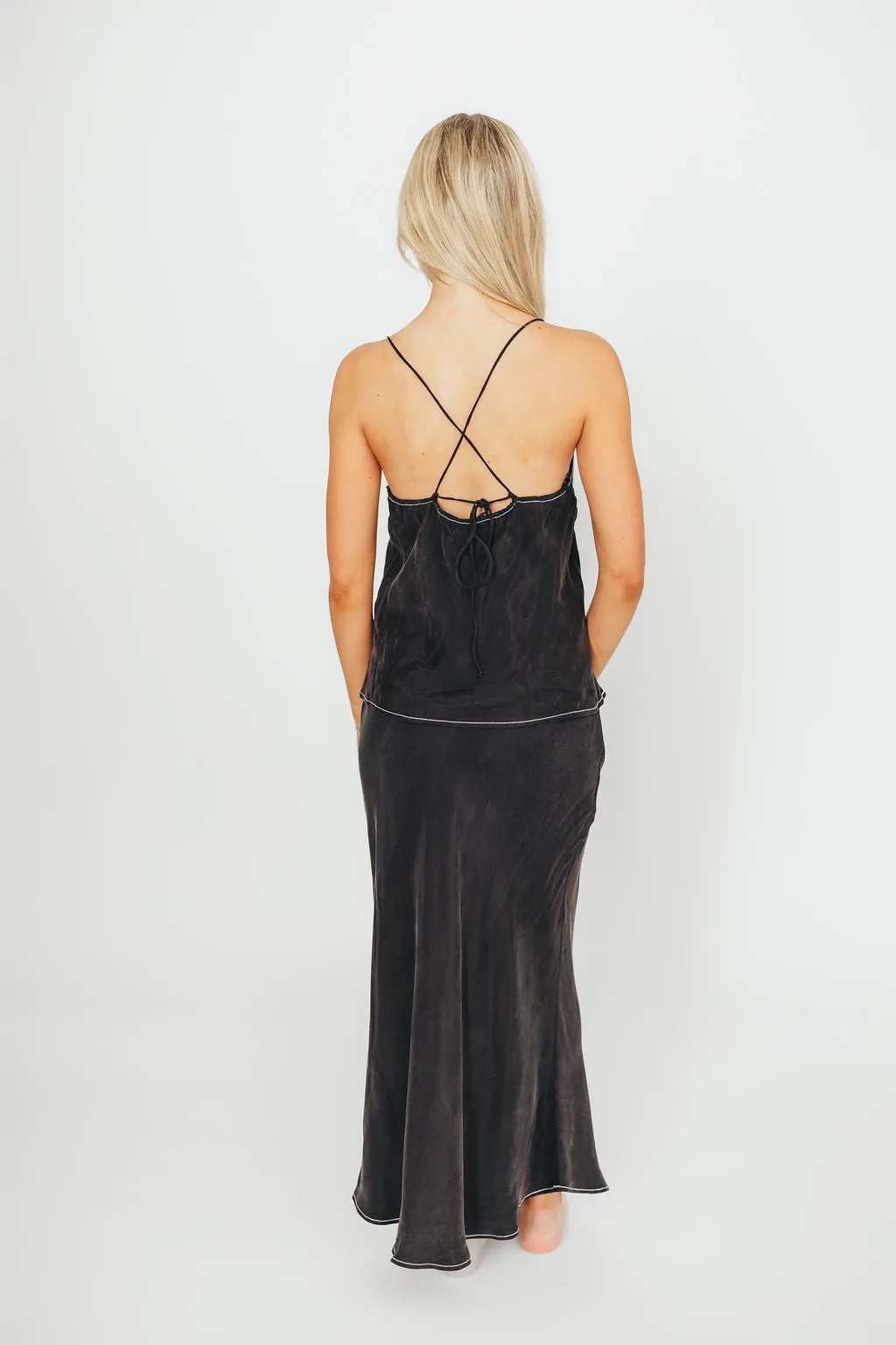 Romana Cami Top and Skirt Set in Black
