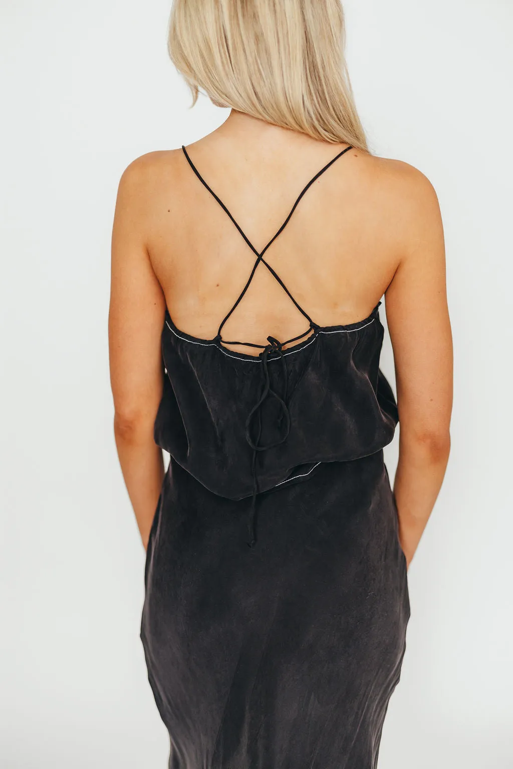 Romana Cami Top and Skirt Set in Black