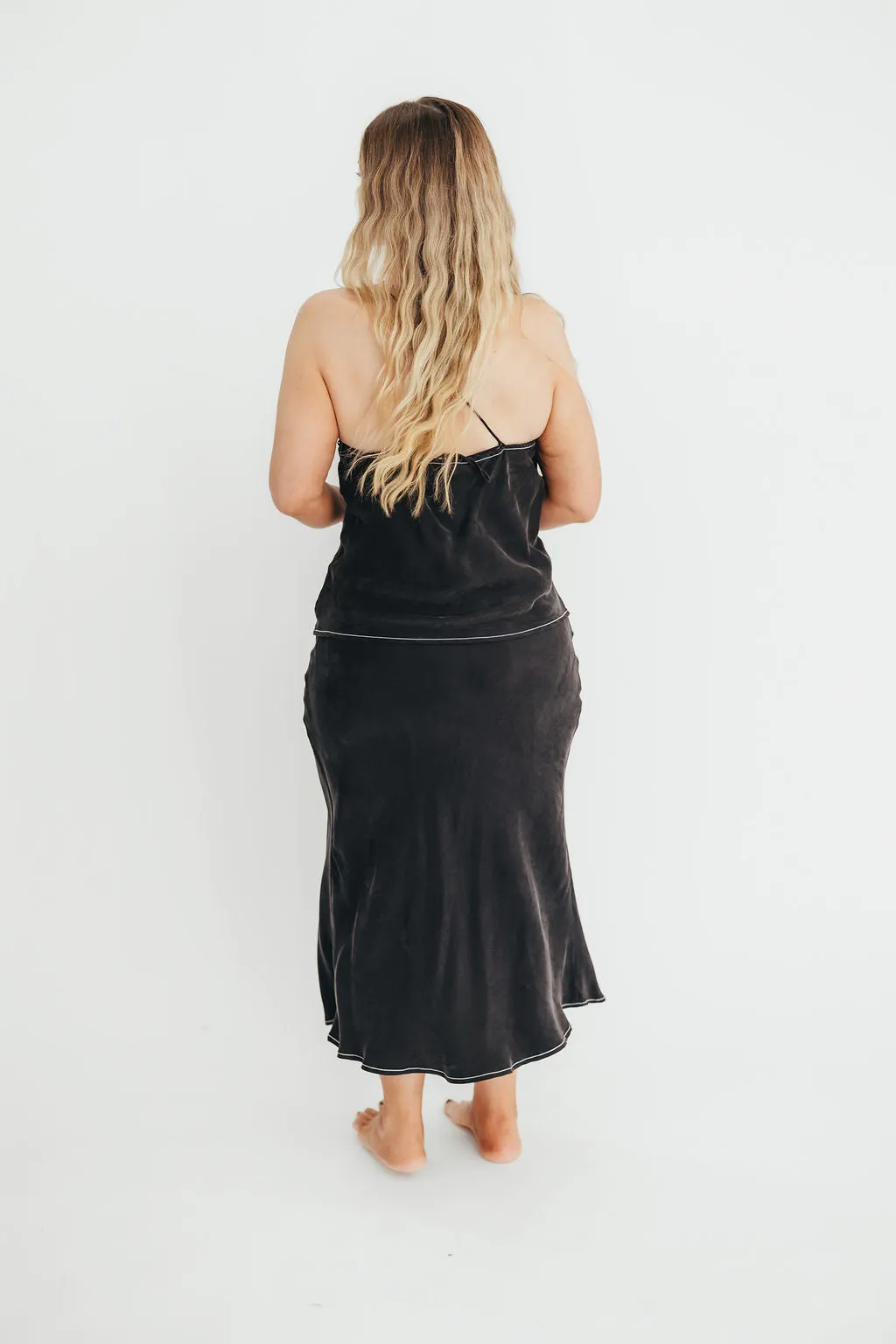 Romana Cami Top and Skirt Set in Black