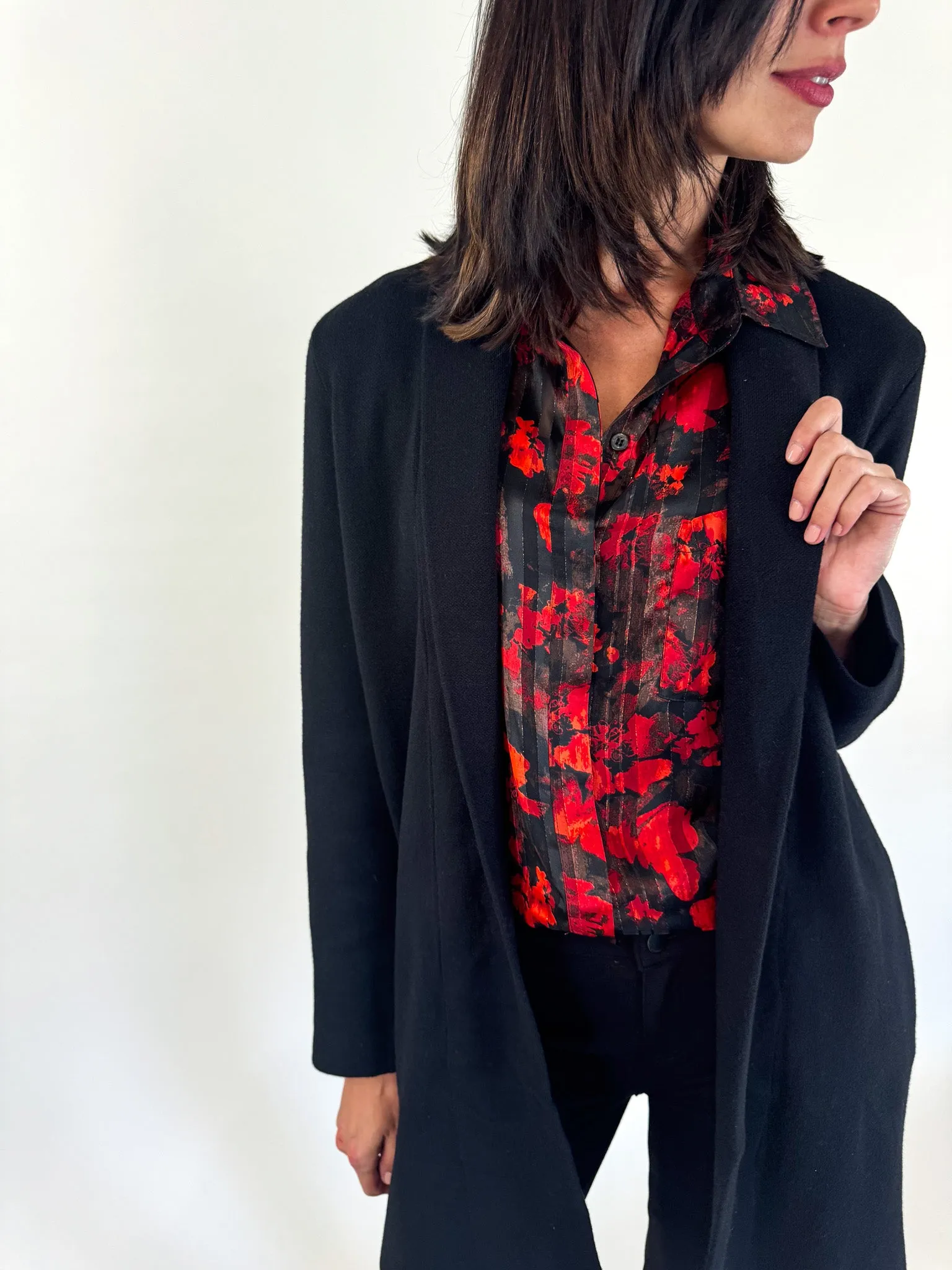 Rory Red Floral Button Up Blouse
