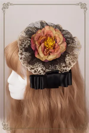 Rose Battle Silk Ribbon and Rose Headpiece