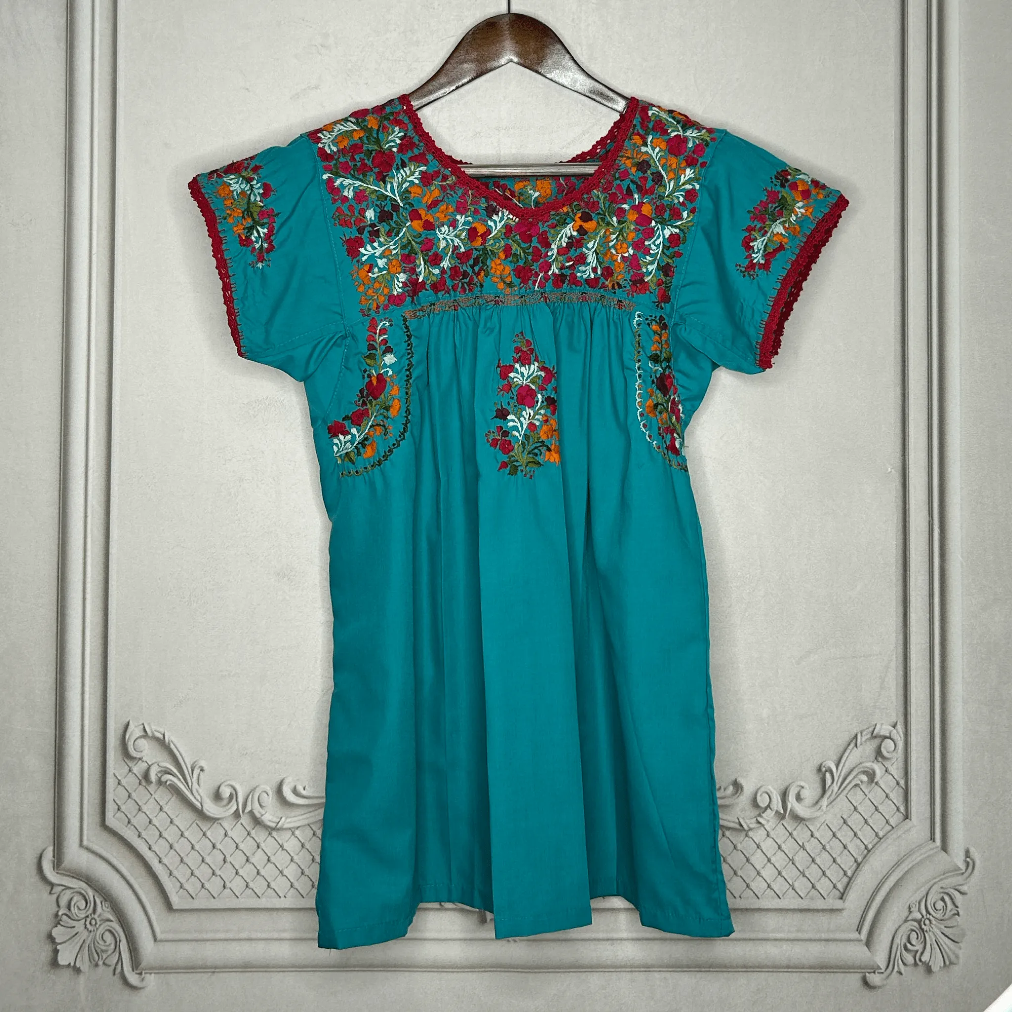 San Antonino Short Sleeve Blouse - El Jardin Cotton Embroidery