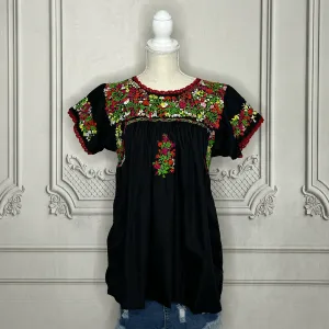 San Antonino Short Sleeve Blouse - El Jardin Cotton Embroidery