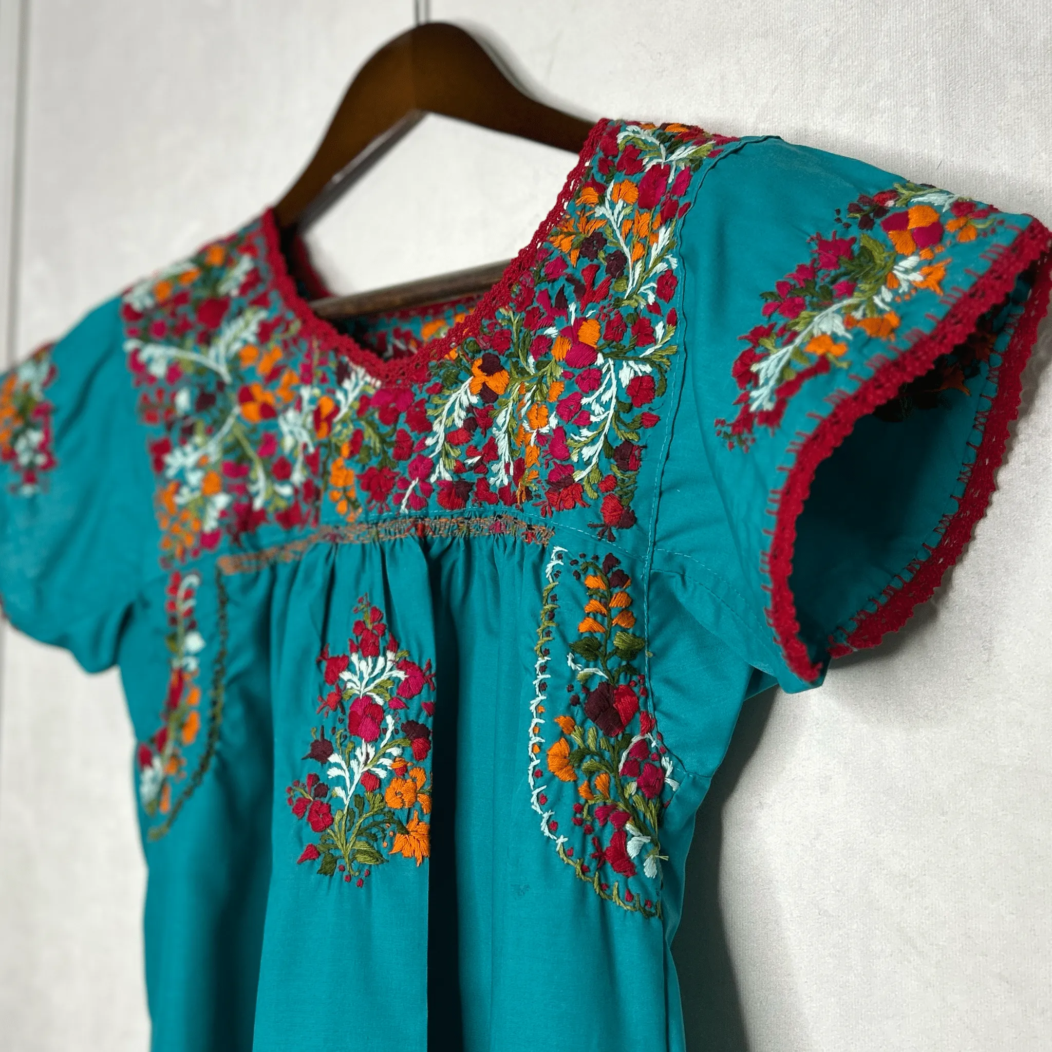 San Antonino Short Sleeve Blouse - El Jardin Cotton Embroidery