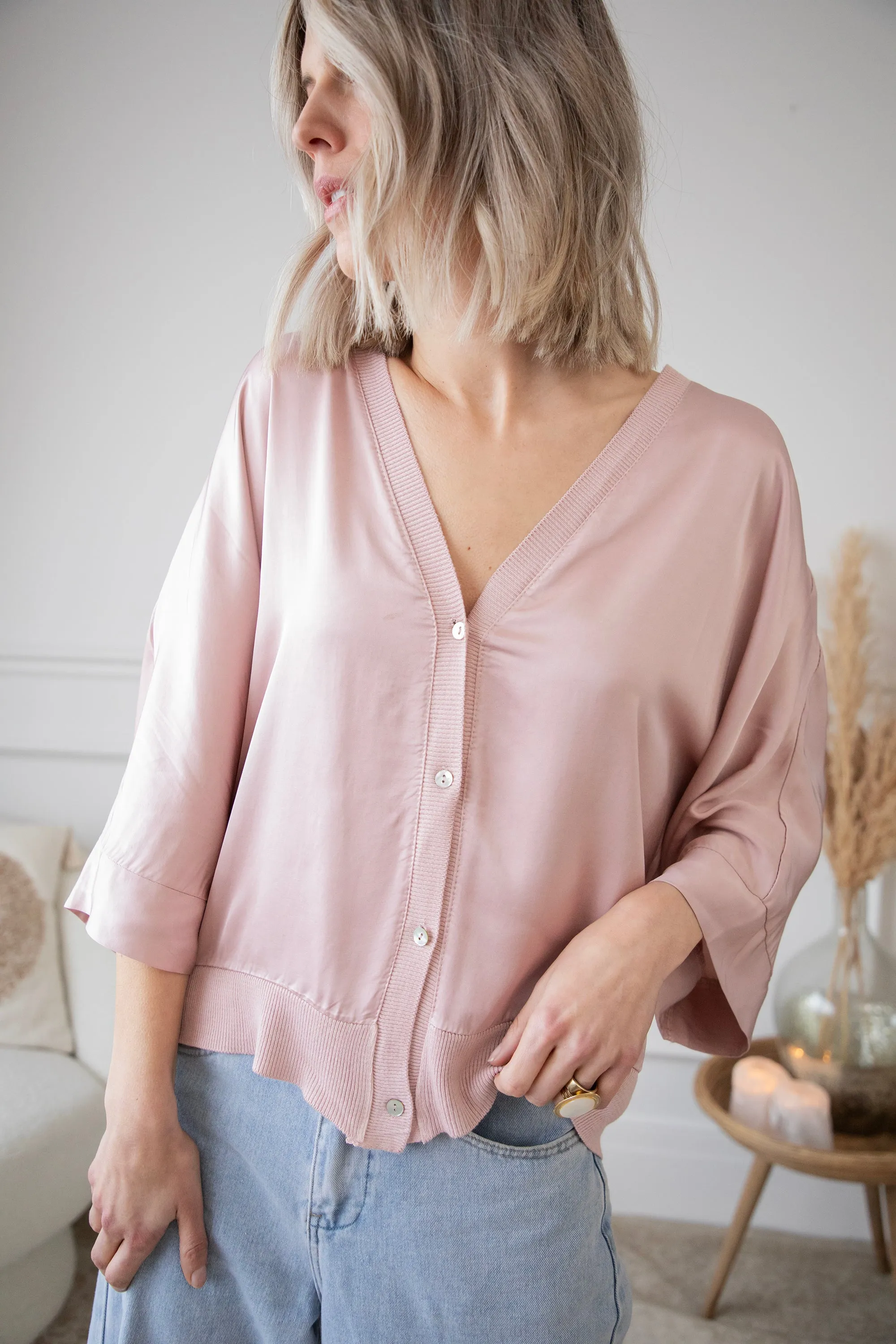 Satiny Lou Old Pink - Blouse