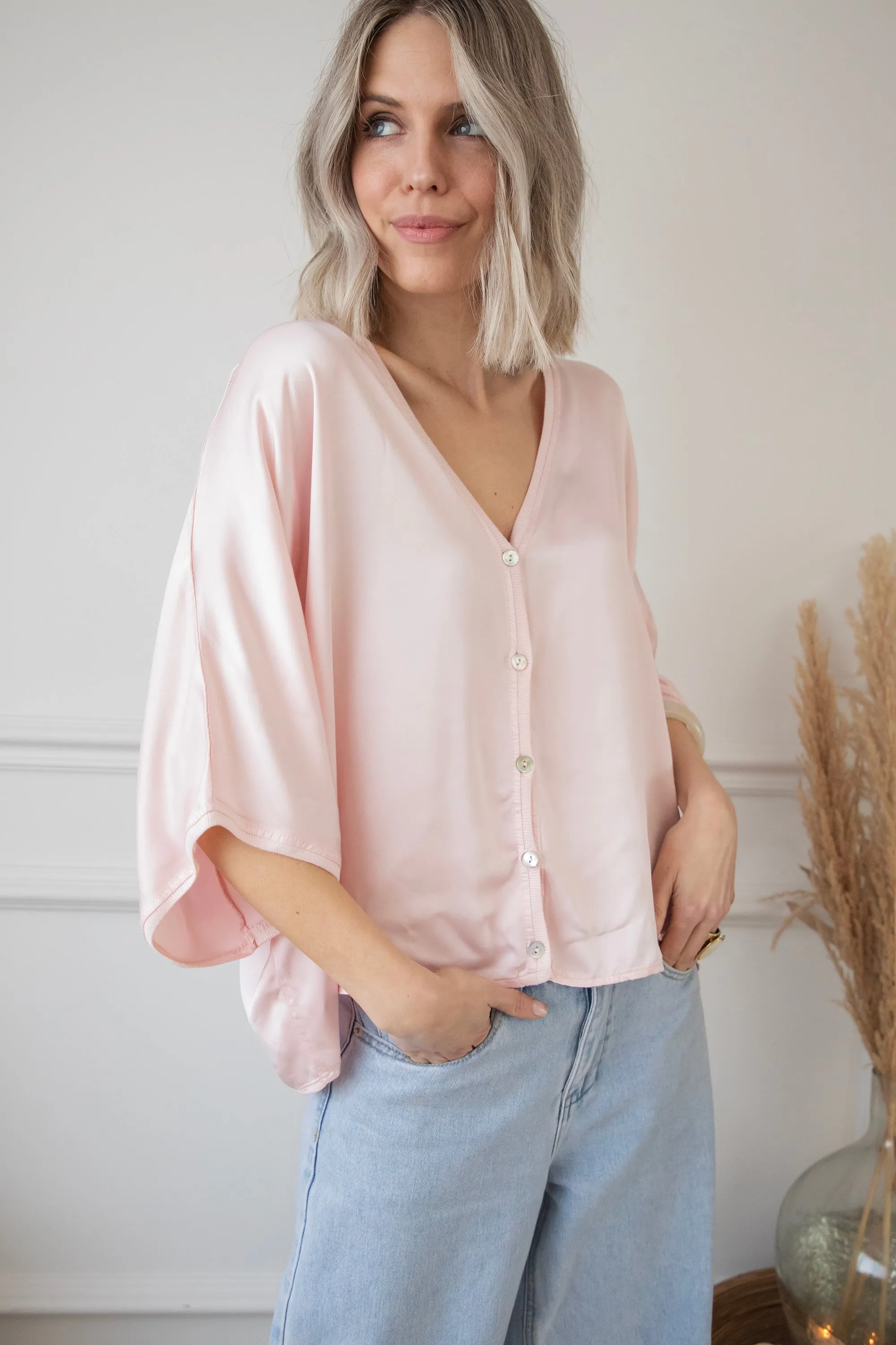 Satiny Sue Pink - Blouse