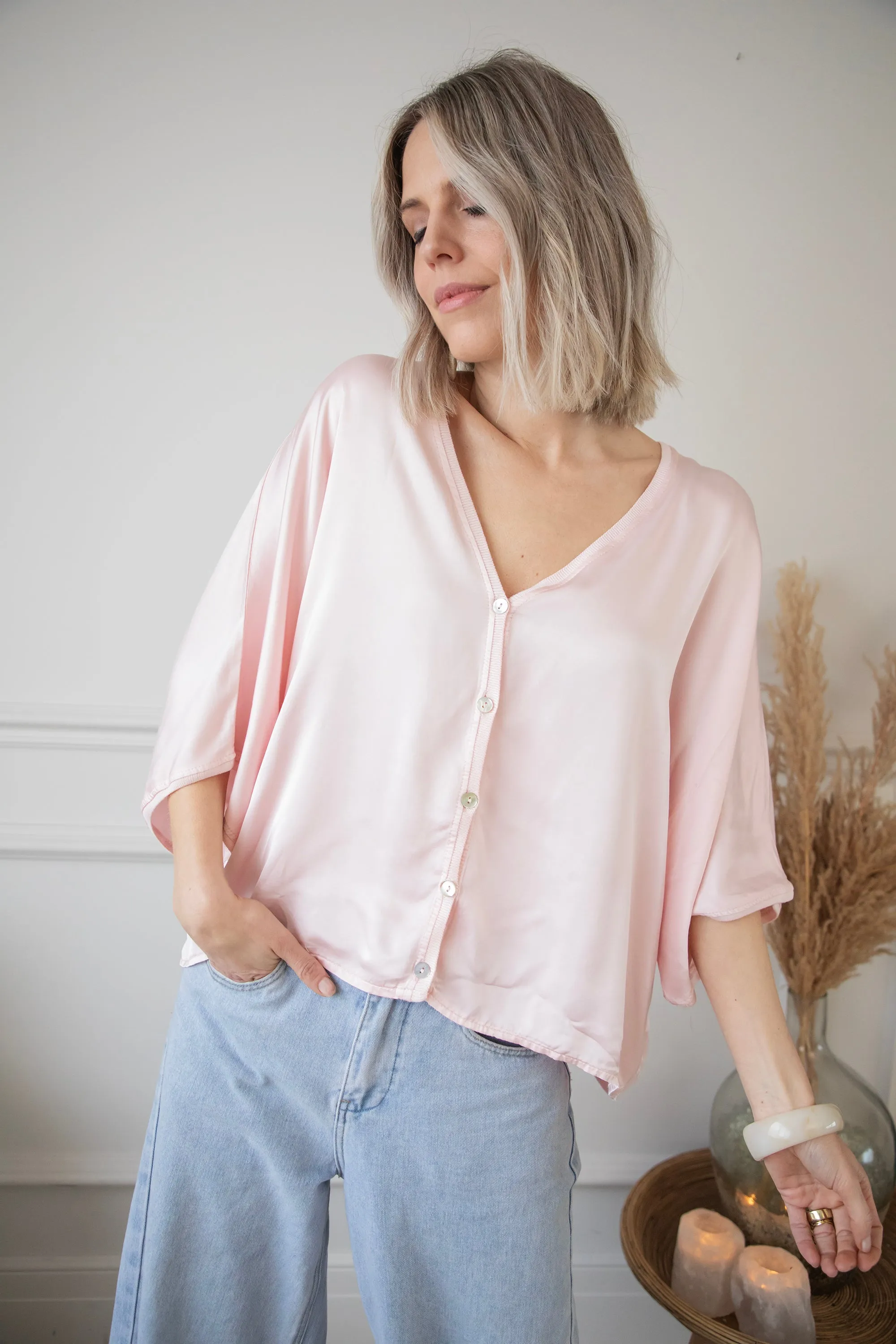 Satiny Sue Pink - Blouse