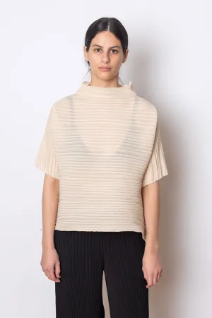 Sheer Bounce Knit Top - Beige