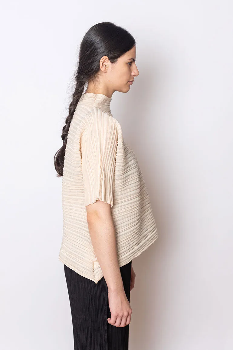 Sheer Bounce Knit Top - Beige