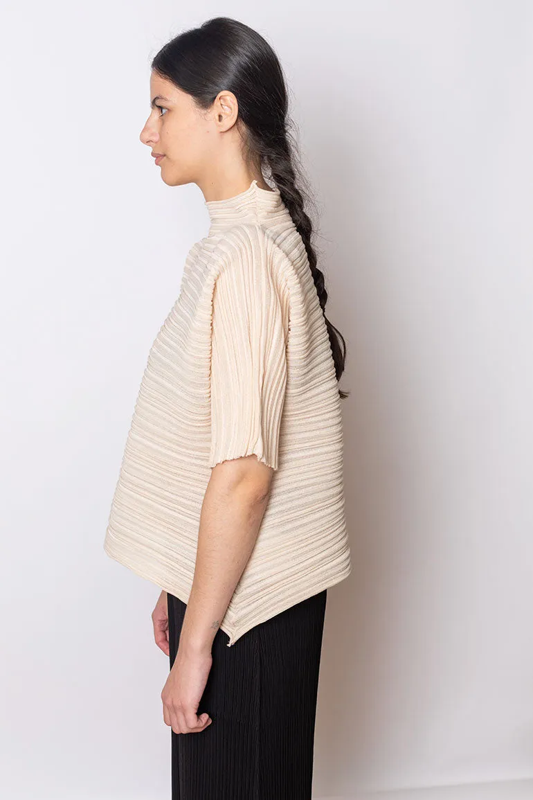 Sheer Bounce Knit Top - Beige