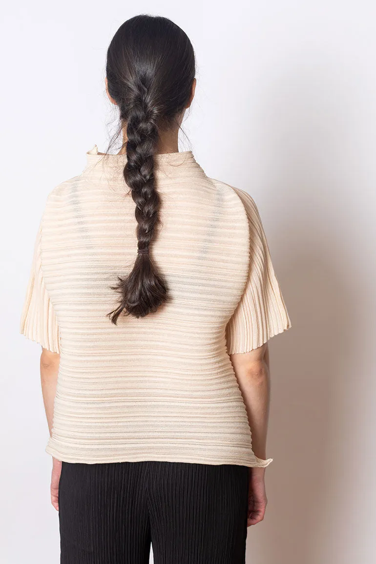 Sheer Bounce Knit Top - Beige