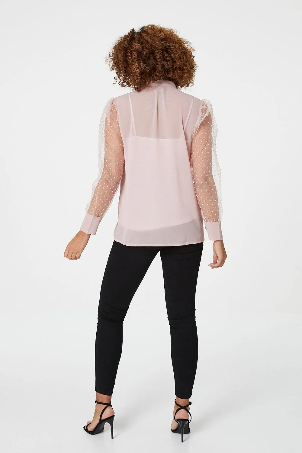 Sheer Organza Sleeve Shirt